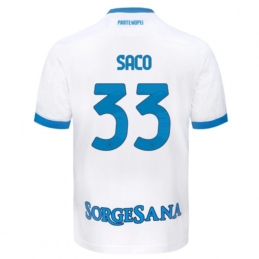 Danxen Men Coli Saco #33 White Sky Blue Away Jersey 2026/27 T-Shirt