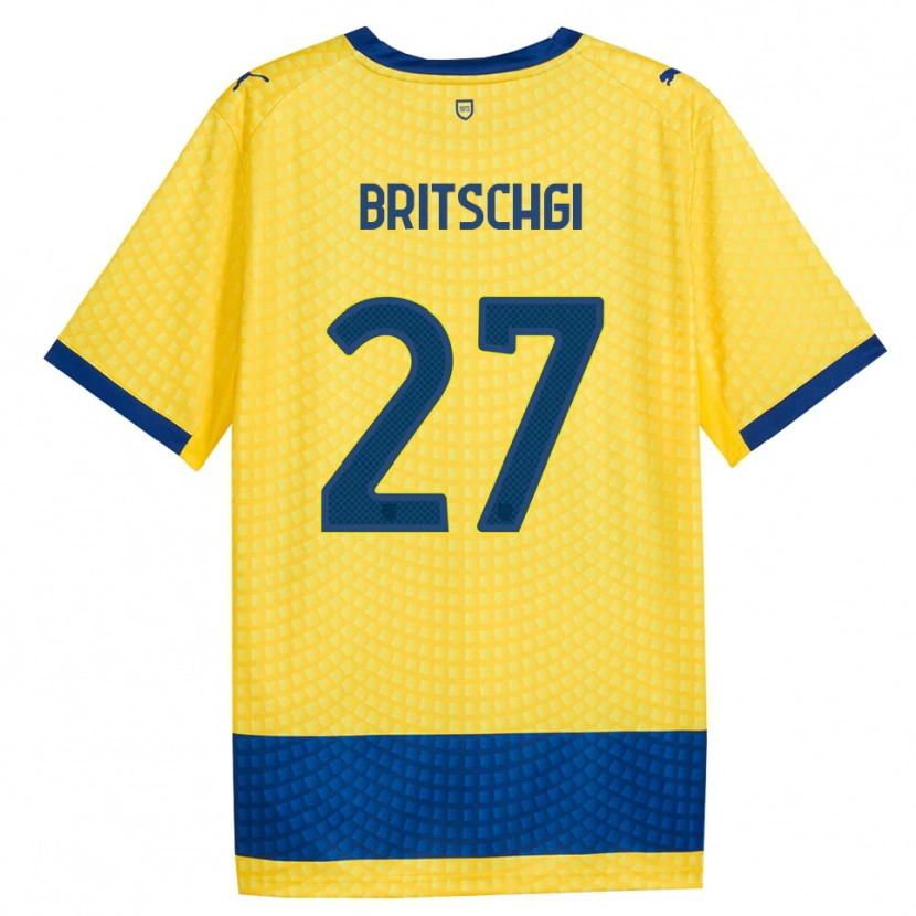Danxen Men Sascha Britschgi #27 Yellow Blue Black Away Jersey 2026/27 T-Shirt