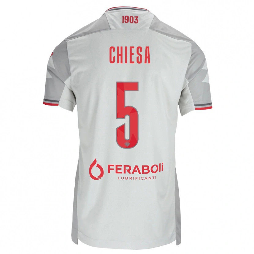 Danxen Men Mattia Chiesa #5 Grey White Red Away Jersey 2026/27 T-Shirt