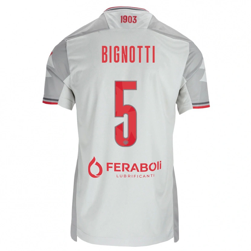 Danxen Men Francesco Bignotti #5 Grey White Red Away Jersey 2026/27 T-Shirt