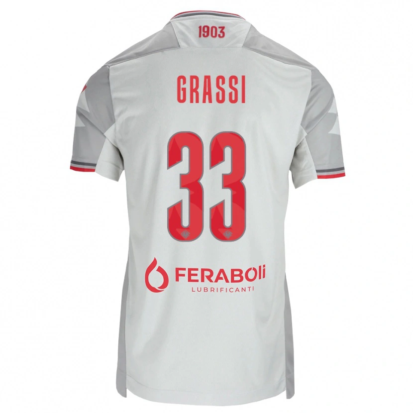 Danxen Men Alberto Grassi #33 Grey White Red Away Jersey 2026/27 T-Shirt
