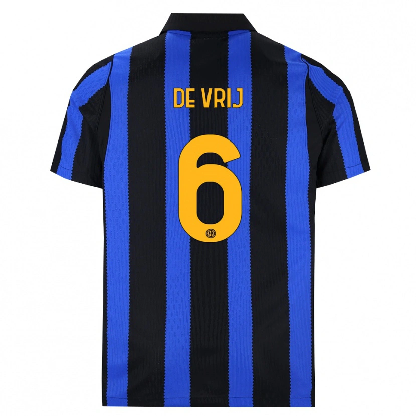 Danxen Women Stefan De Vrij #6 Black Blue Yellow Home Jersey 2026/27 T-Shirt