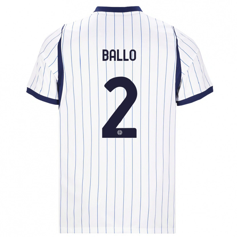 Danxen Women Lamine Ballo #2 White Navy Blue Away Jersey 2026/27 T-Shirt