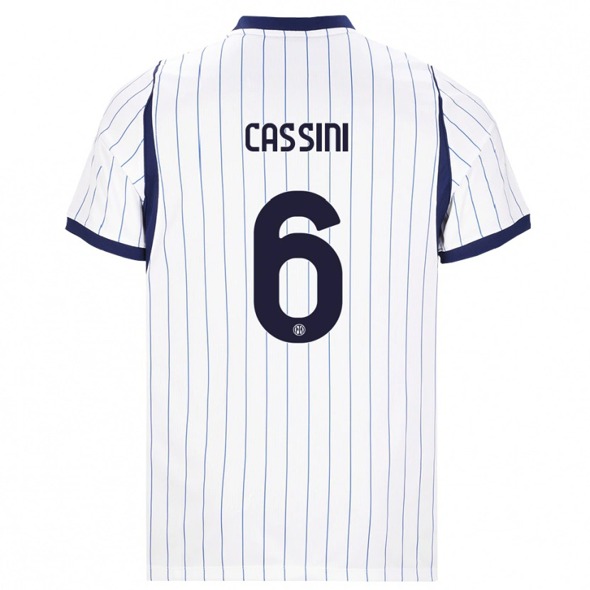 Danxen Women Tommaso Cassini #6 White Navy Blue Away Jersey 2026/27 T-Shirt