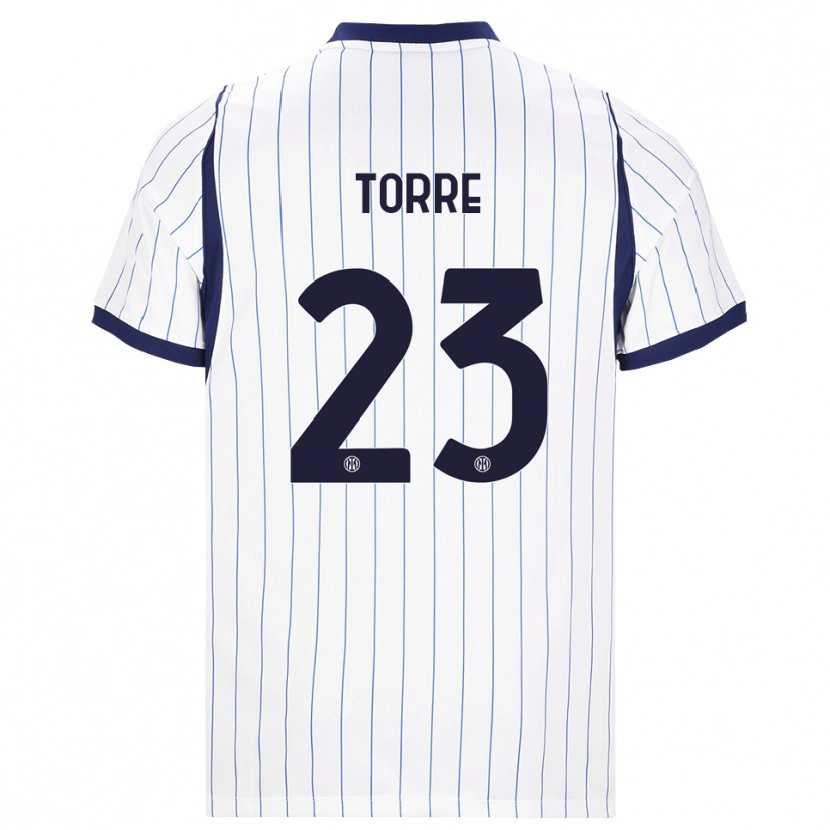 Danxen Women Pietro La Torre #23 White Navy Blue Away Jersey 2026/27 T-Shirt