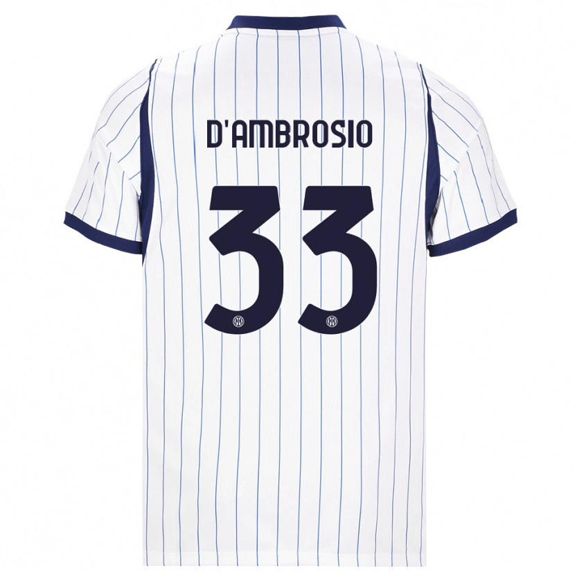 Danxen Women Danilo D'ambrosio #33 White Navy Blue Away Jersey 2026/27 T-Shirt