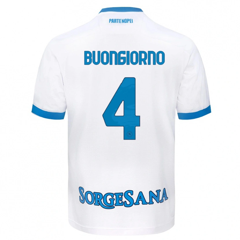 Danxen Women Alessandro Buongiorno #4 White Sky Blue Away Jersey 2026/27 T-Shirt