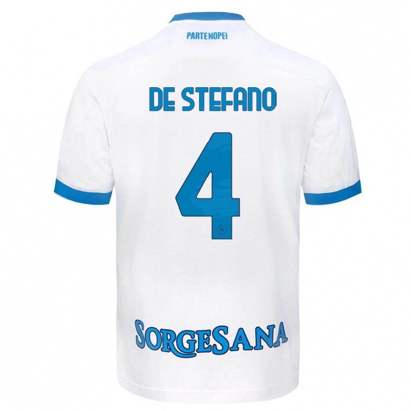 Danxen Women Francesco De Stefano #4 White Sky Blue Away Jersey 2026/27 T-Shirt