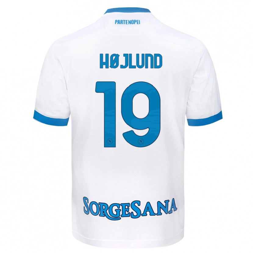 Danxen Women Rasmus Højlund #19 White Sky Blue Away Jersey 2026/27 T-Shirt