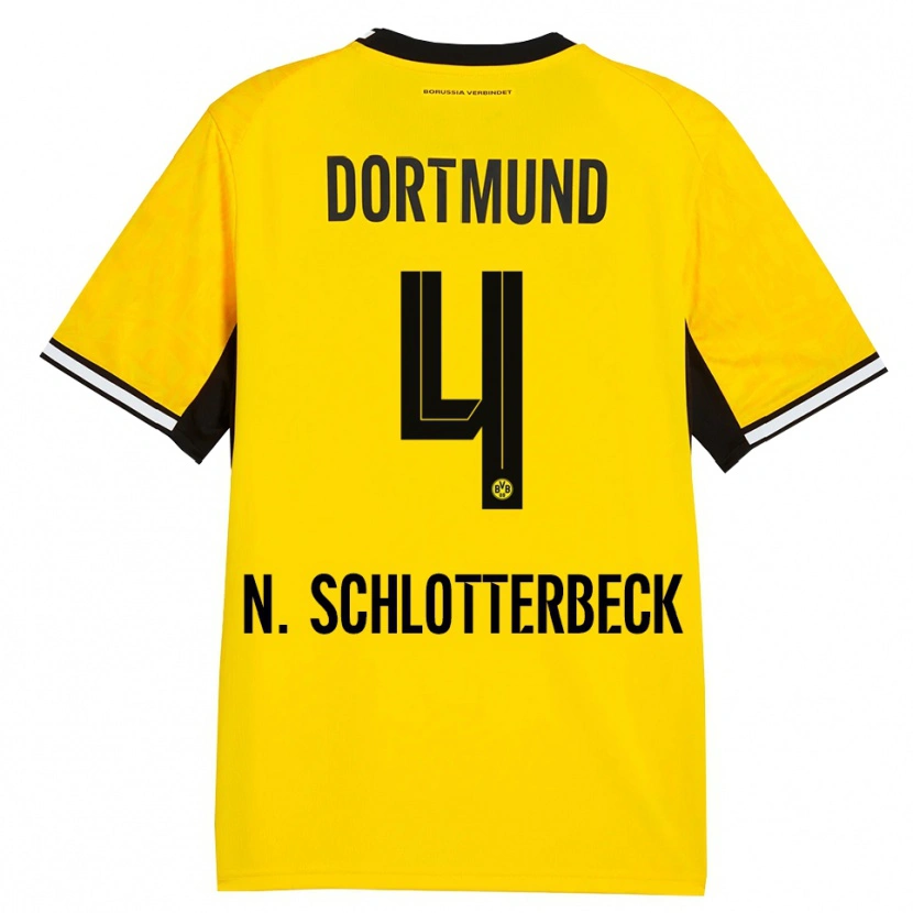 Danxen Kid Nico Schlotterbeck #4 Yellow Black White Home Jersey 2026/27 T-Shirt