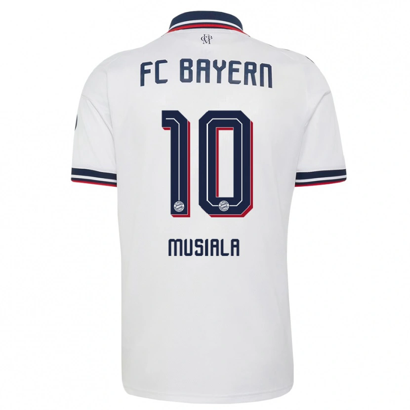 Danxen Men Jamal Musiala #10 White Gray Red Away Jersey 2026/27 T-Shirt