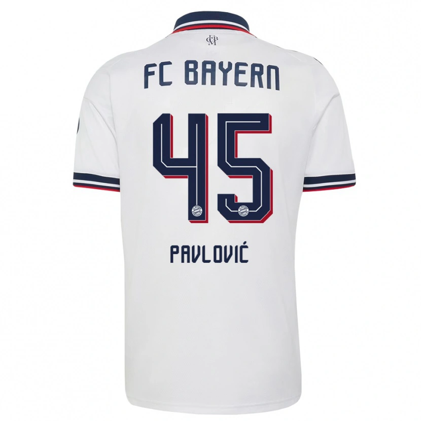 Danxen Men Aleksandar Pavlovic #45 White Gray Red Away Jersey 2026/27 T-Shirt