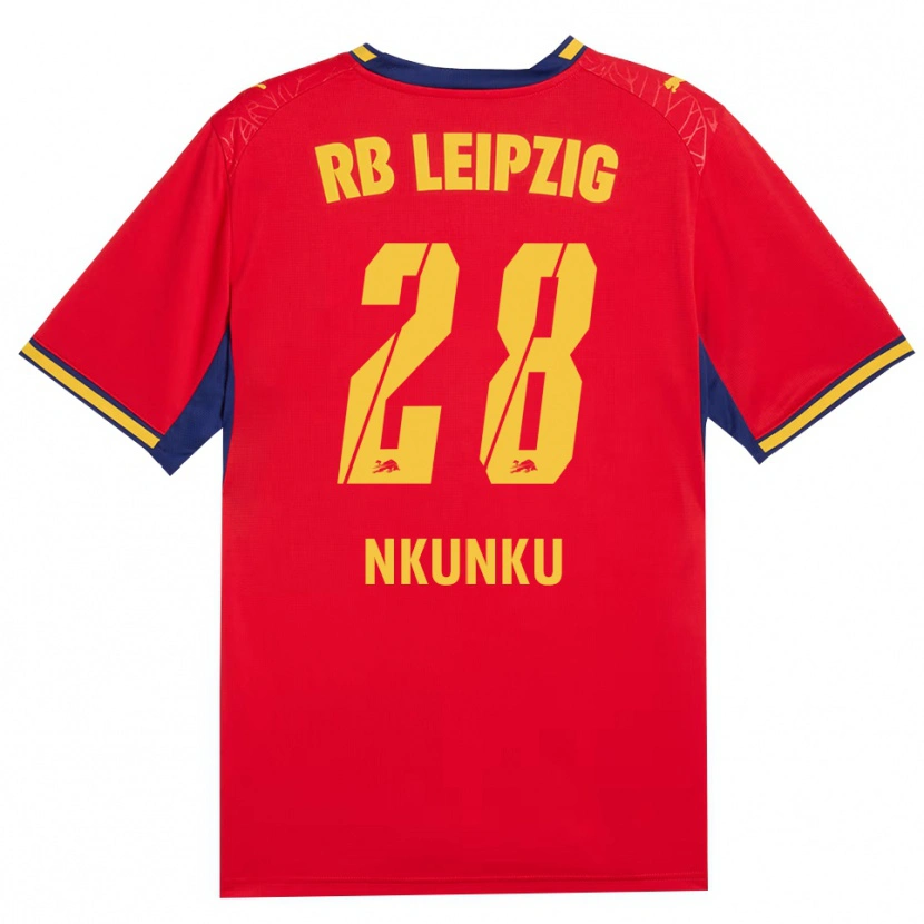 Danxen Women Christopher Nkunku #28 Red Yellow Royal Blue Away Jersey 2026/27 T-Shirt