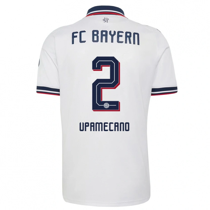 Danxen Women Dayot Upamecano #2 White Gray Red Away Jersey 2026/27 T-Shirt