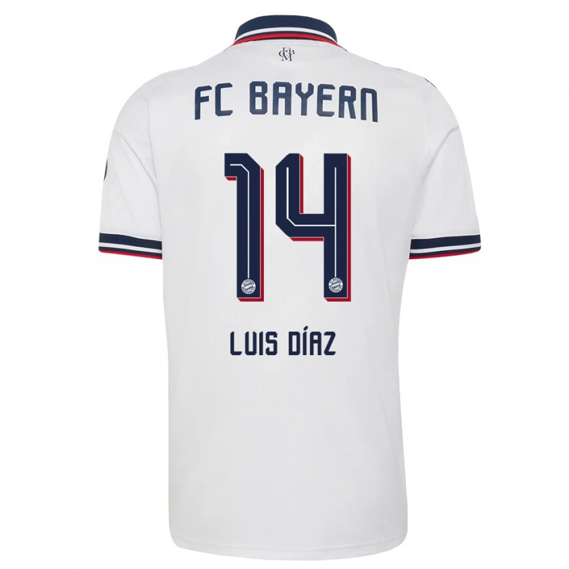 Danxen Women Luis Díaz #14 White Gray Red Away Jersey 2026/27 T-Shirt