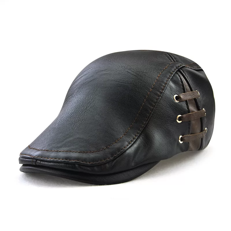 Leatherwear Perforation Leather Boina Fashion Berets