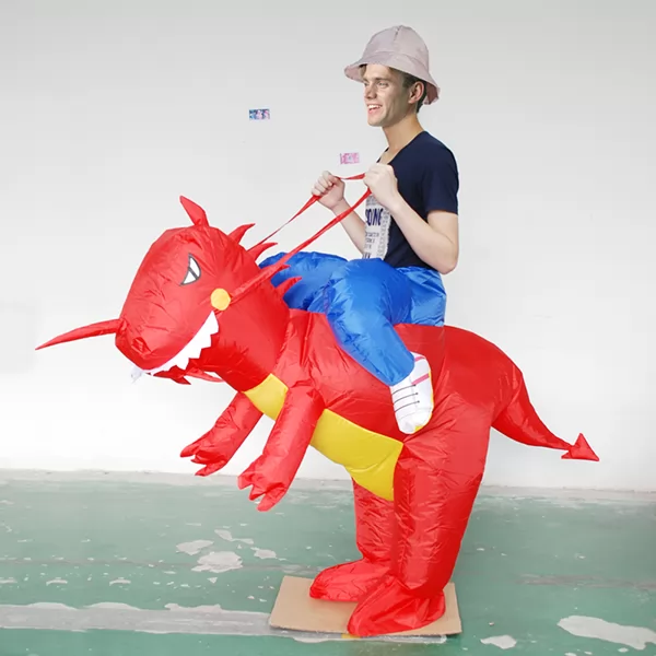 DANXEN Adult Red Inflatable Dinosaur Costume Dino Rider T-Rex