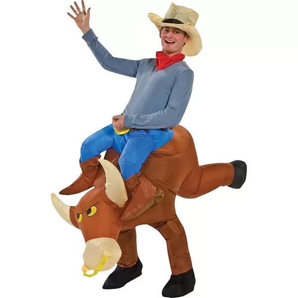 DANXEN Adult Brown Inflatable Cowboy Bull Motor Costume