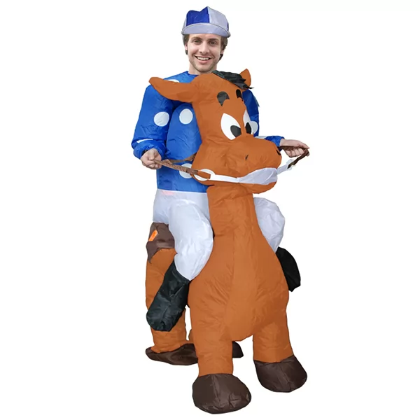 DANXEN Adult Blown Inflatable Carry Me Horse Racing Jockey Costume