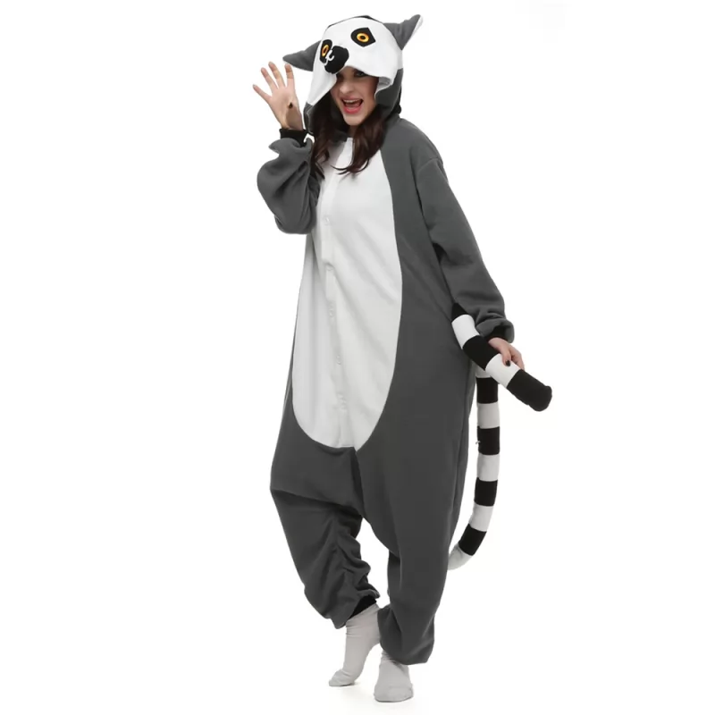 DANXEN Lemur Catta Kigurumi Unisex Fleece Pajamas Onesie