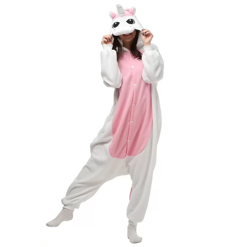 DANXEN Pink Unicorn Kigurumi Unisex Fleece Pajamas Onesie