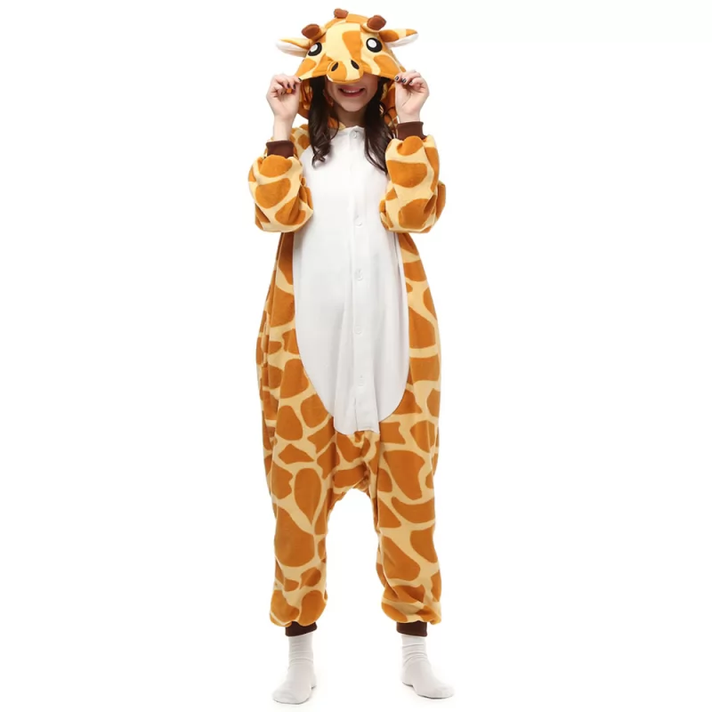 DANXEN Giraffe Kigurumi Unisex Fleece Pajamas Onesie