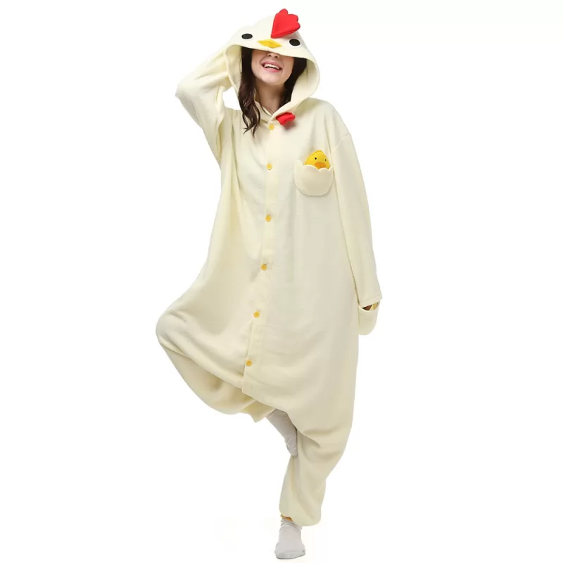 DANXEN White Chicken Kigurumi Unisex Fleece Pajamas Onesie