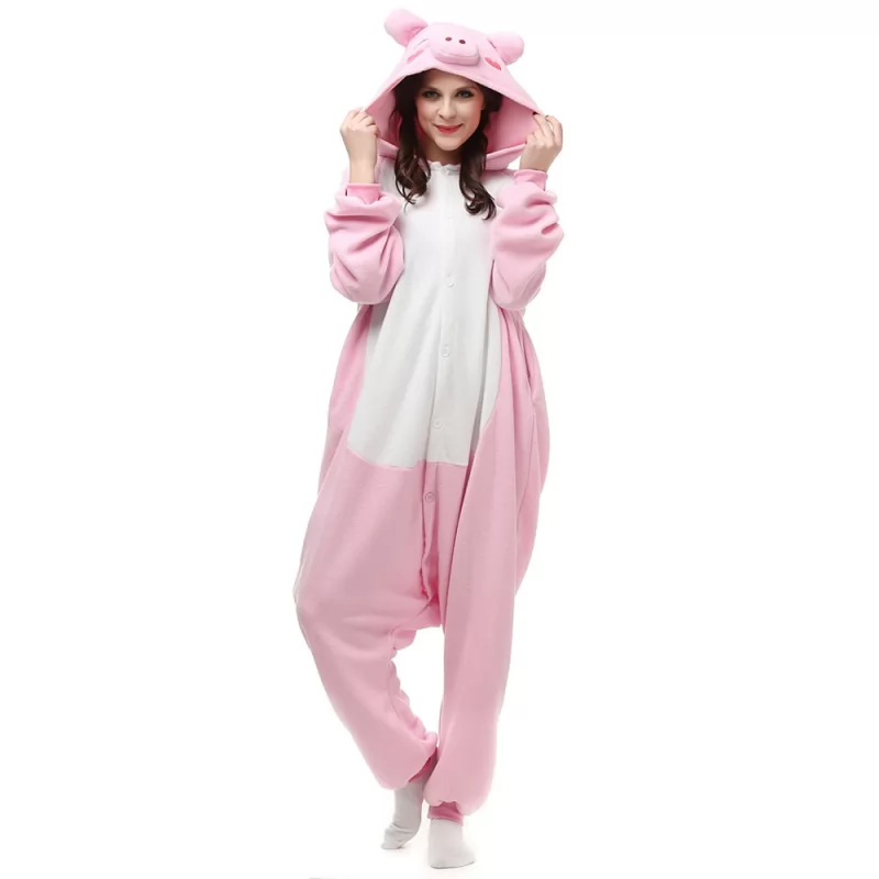 DANXEN Pink Pig Kigurumi Unisex Fleece Pajamas Onesie