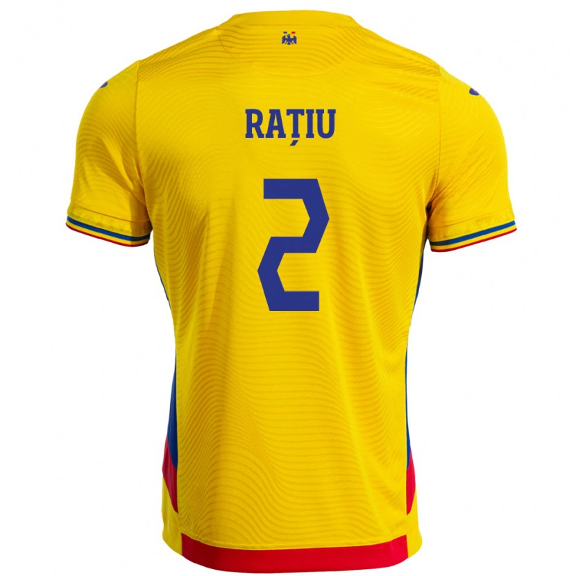 Danxen Kid Romania Andrei Rațiu #2 Yellow Home Jersey 24-26 T-Shirt