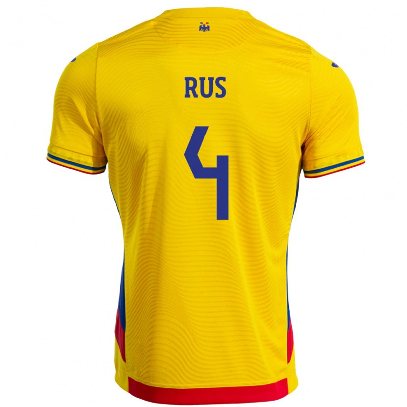 Danxen Men Romania Adrian Rus #4 Yellow Home Jersey 24-26 T-Shirt