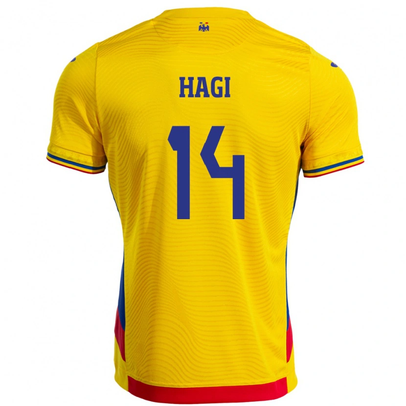 Danxen Men Romania Ianis Hagi #14 Yellow Home Jersey 24-26 T-Shirt