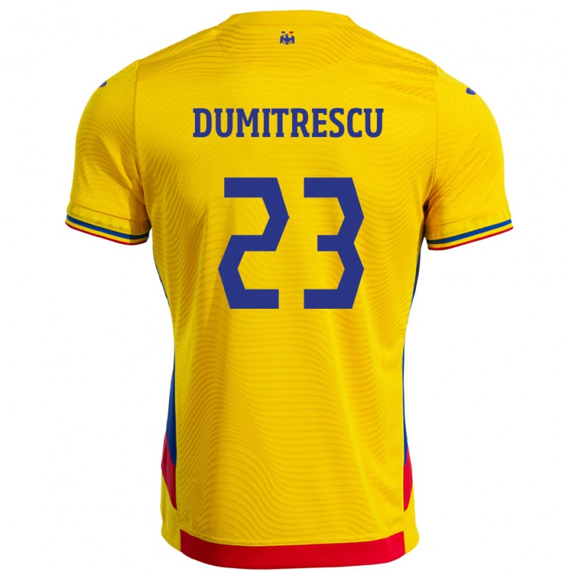 Danxen Men Romania Andres Dumitrescu #23 Yellow Home Jersey 24-26 T-Shirt
