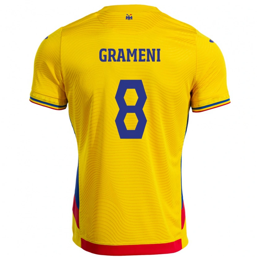Danxen Men Romania Constantin Grameni #8 Yellow Home Jersey 24-26 T-Shirt