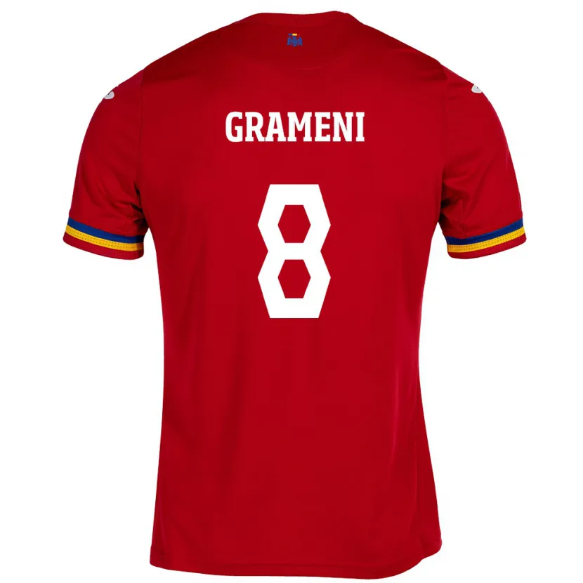 Danxen Men Romania Constantin Grameni #8 Red Away Jersey 24-26 T-Shirt