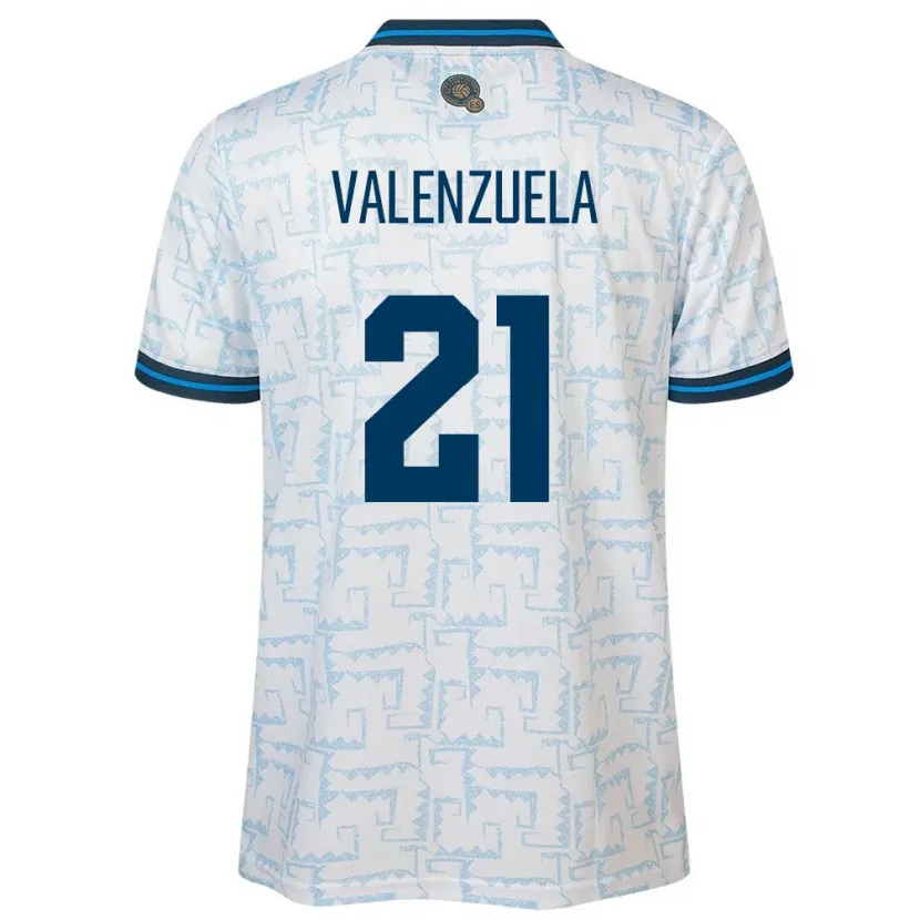 Danxen Men El Salvador Ana Valenzuela #21 White Away Jersey 24-26 T-Shirt