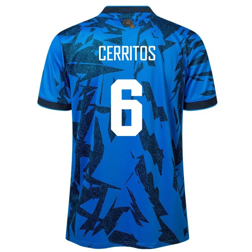 Danxen Women El Salvador Mauricio Cerritos #6 Blue Home Jersey 24-26 T-Shirt