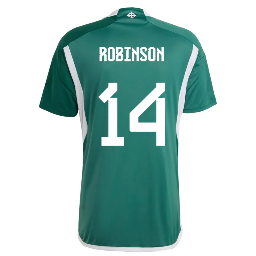 Danxen Women Northern Ireland Darren Robinson #14 Green Home Jersey 24-26 T-Shirt