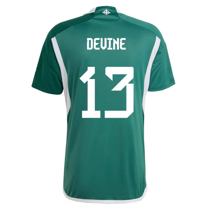 Danxen Women Northern Ireland Senan Devine #13 Green Home Jersey 24-26 T-Shirt