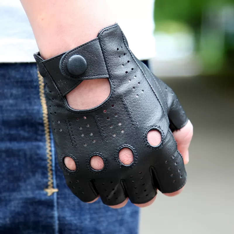 Latest Semi-Finger Leather Thin Glove