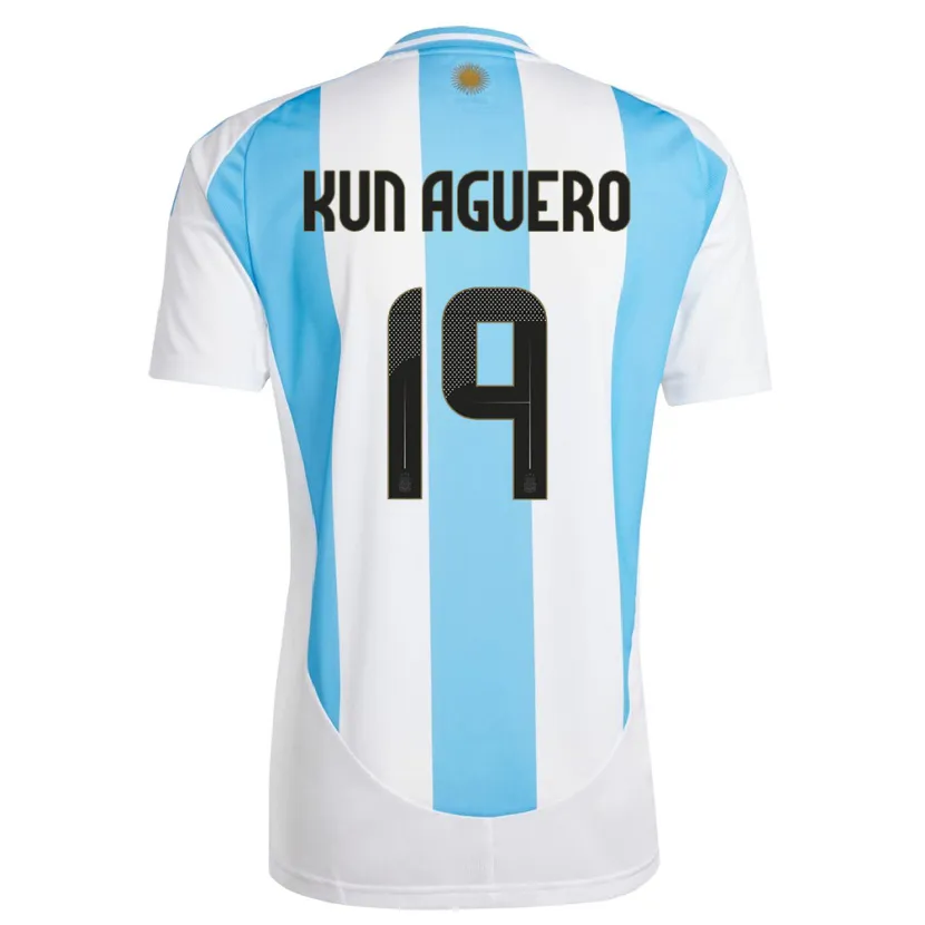 Danxen Kid Argentina Sergio Aguero #19 White Blue Home Jersey 24-26 T-Shirt