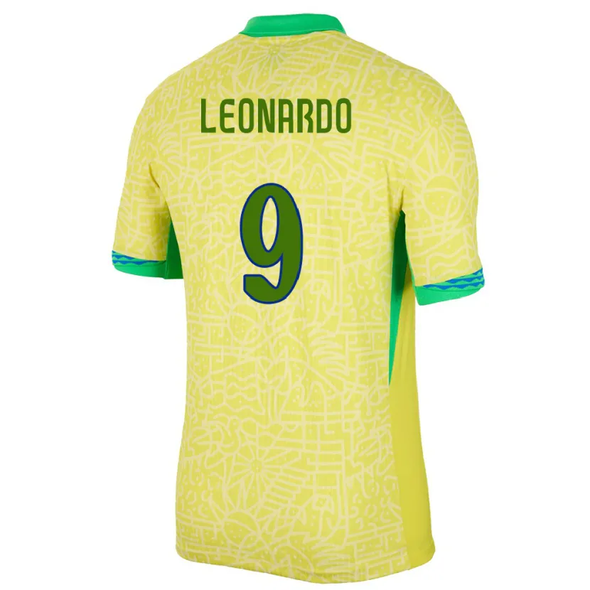 Danxen Kid Brazil Marcos Leonardo #9 Yellow Home Jersey 24-26 T-Shirt