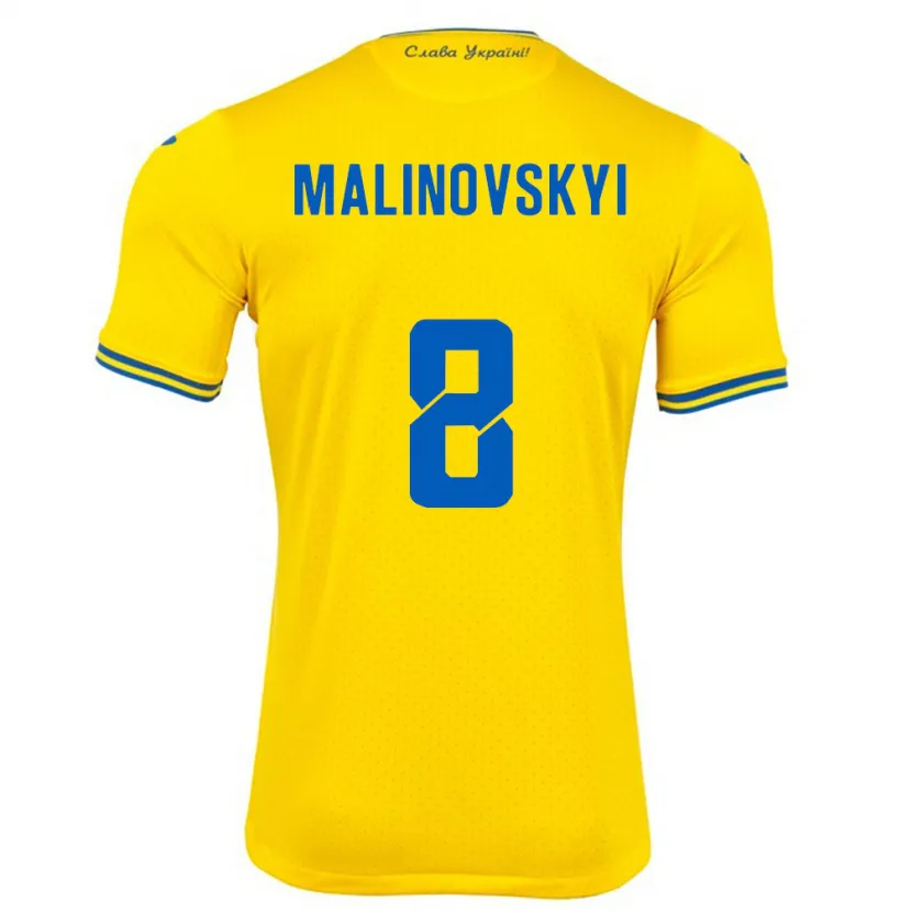 Danxen Kid Ukraine Ruslan Malinovskyi #8 Yellow Home Jersey 24-26 T-Shirt