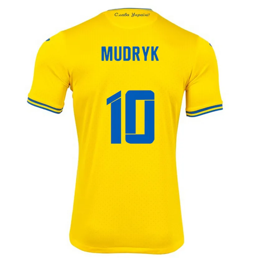 Danxen Kid Ukraine Mykhaylo Mudryk #10 Yellow Home Jersey 24-26 T-Shirt