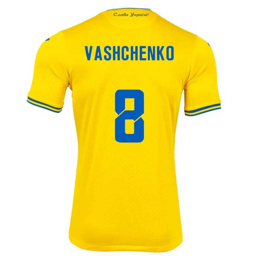 Danxen Kid Ukraine Daniil Vashchenko #8 Yellow Home Jersey 24-26 T-Shirt