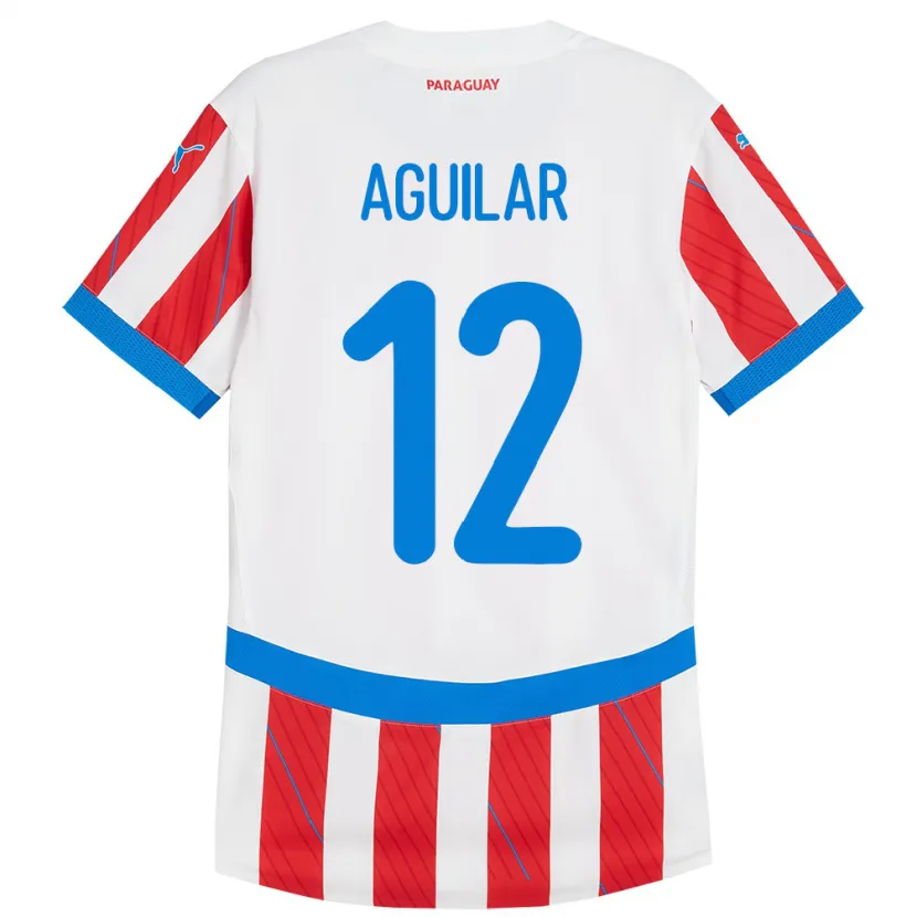 Danxen Kid Paraguay Alfredo Aguilar #12 White Red Home Jersey 24-26 T-Shirt