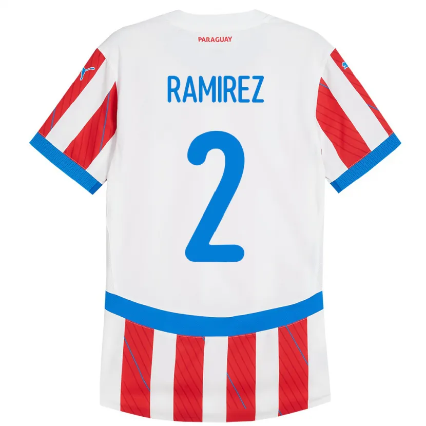 Danxen Kid Paraguay Iván Ramírez #2 White Red Home Jersey 24-26 T-Shirt