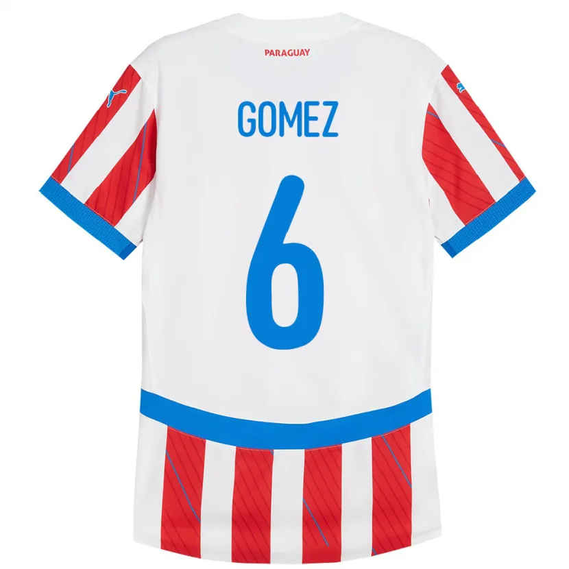 Danxen Kid Paraguay Marcos Gómez #6 White Red Home Jersey 24-26 T-Shirt