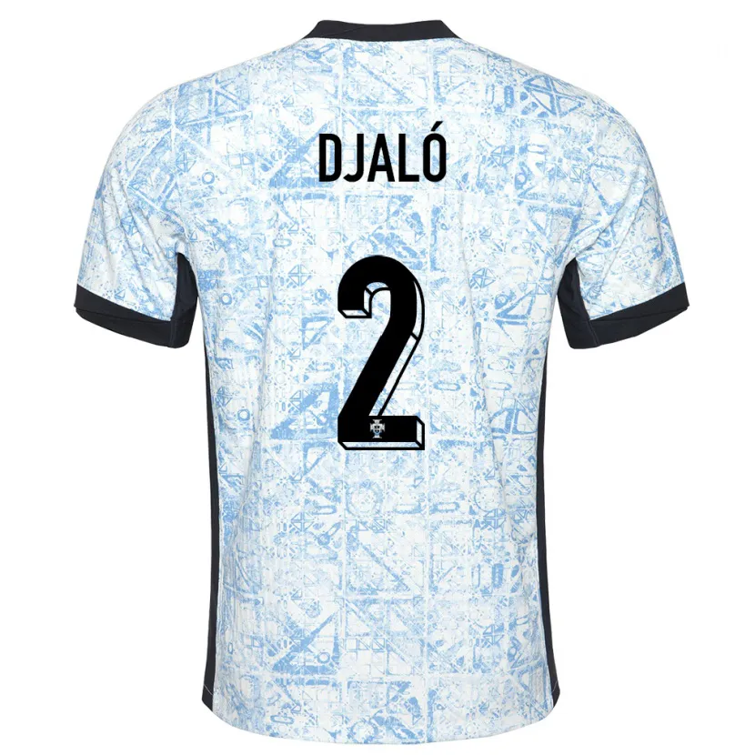 Danxen Kid Portugal Tiago Djalo #2 Cream Blue Away Jersey 24-26 T-Shirt