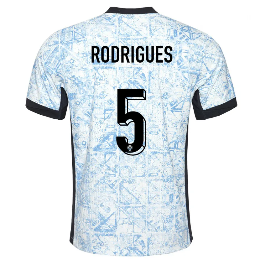 Danxen Kid Portugal Rafael Rodrigues #5 Cream Blue Away Jersey 24-26 T-Shirt