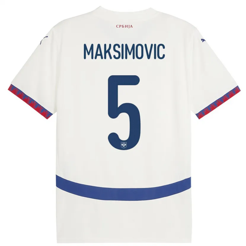 Danxen Kid Serbia Nemanja Maksimovic #5 White Away Jersey 24-26 T-Shirt